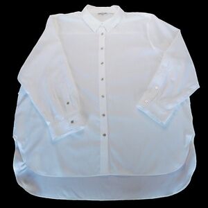 Calvin Klein Button-Down Girlfriend Shirt - White - Size 1X
